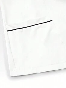 SHEIN TaskFit 2pcs Contrast Trim Casual Short Sleeve Top And Solid Color Pants Uniform Set, Scrub Sets - White - View 6
