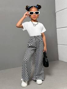 SHEIN Explorewe Young Girl Mommy And Me Matching 2pcs Sold Separately Leopard Print Lightweight Silky Smooth Woven Pants,Brown Polka,Autumn,Back-To-School Streetwear - Multicolor - View 8