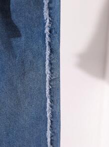 SHEIN Playful Pals 3pcs Young Girl Denim Jumper Blouse And Fringe Hem Pants Set - Medium Wash - View 4