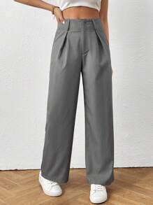 SHEIN Unity Women's Casual Solid Color Straight Leg Pants