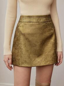 MOTF PREMIUM 金属拉链后背迷你裙 - 香檳色 - 查看 8