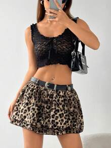 Flirla Women's And Elegant Leopard Print Skirt