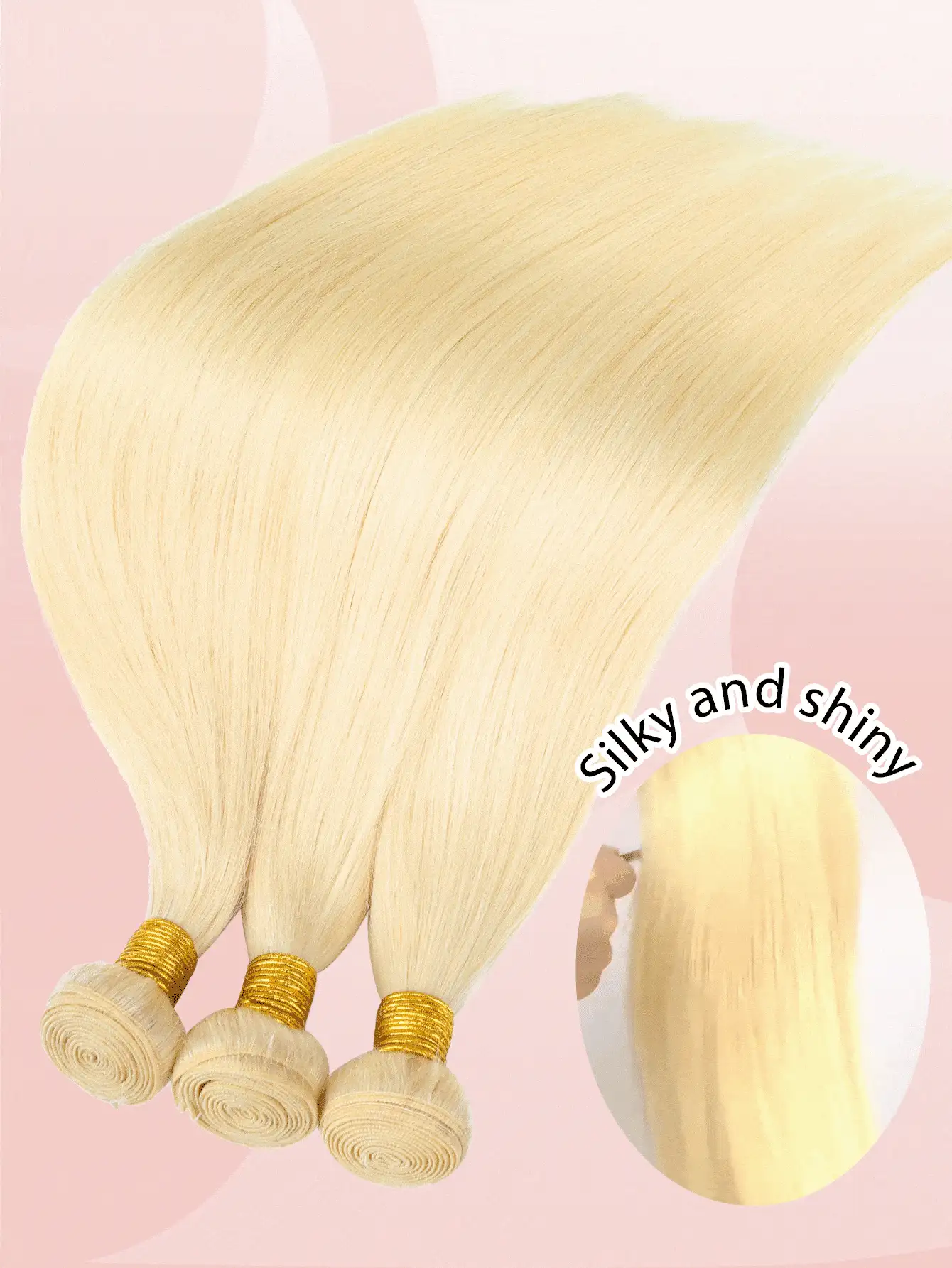 613# 健康耐用金色直发人发束 1 件 真双纬原生人发接发 613 浅金色顶级品质人发纬纱 14-24 英寸 - S613 - 查看 2