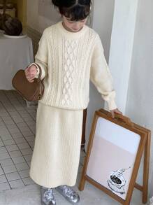 DAZY 女童圆领毛衣套装（大童女孩）