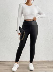 Chiquease 女士紧身休闲日常时尚潮流紧身裤 - 黑色 - 查看 5