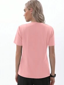 TaskEZ Women Scrub Uniforms Top 4-Pocket Crisscross Scrub Uniform Top