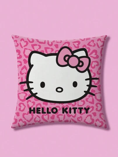 HELLO KITTY AND FRIENDS | SHEIN 1 szt. Poszewka na poduszkę dekoracyjną z kokardą i wzorem liter