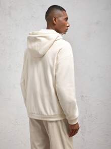 AKNOTIC Business Casual Men's Knit Slim Fit Casual Hooded Thermal Lined Jacket For Winter - Apricot - View 9
