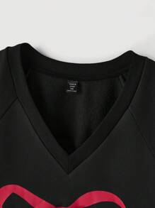 SHEIN MOD Sudadera con capucha con bloques de color y estampado de mariposa para tallas grandes