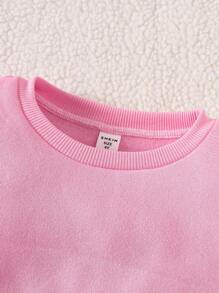 SHEIN 4pcs Young Girl Knit Solid Color Round Neck Loose Casual Sweatshirts Set