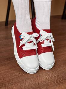 CUCCOO EASI Sneakers Casual Quotidiane Semplici A Blocchi Di Colore Da Donna, Adatte Per Ognissanti - Rosso - Visualizzare 3