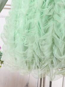 Young Girl Elegant Stylish Red Party Dress, Mixed Furry Fabric, Suitable For Birthday, New Year, Party, Outing, Daily Wear, Fit For Autumn & Spring, Fashion Cute Girly