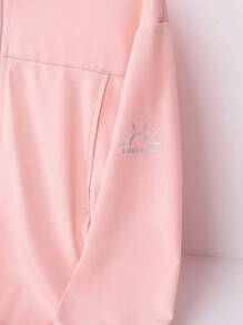 Young Girls Sun Pattern Hooded Sunscreen Jacket - Baby Pink - View 5