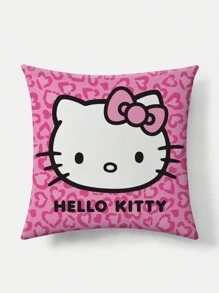 HELLO KITTY AND FRIENDS | SHEIN 1pc Cartoon Bow & Letter Pattern Decorative Throw Pillow Cover - Pink - View 2