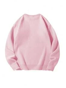 Manfinity Hypemode Men's Simple Printed Crew Neck Long Sleeve Knitted Sweater - Pink - View 2