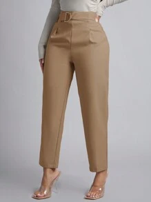 SHEIN PETITE 春季女装束带直筒裤