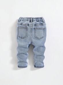 SHEIN Jeans en denim stretch bleu clair pour bébés garçons