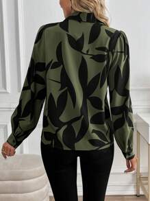 SHEIN Clasi Long Sleeve All-Over Print Shirt Collar Casual Top Fall Cloth For Women