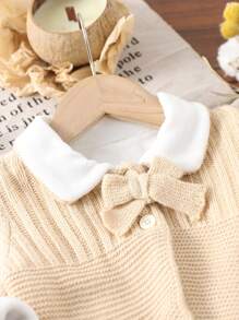Fashionable Thermal Cardigan For Baby Girls - Apricot - View 3