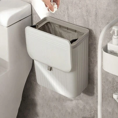 1 个 8L/12L 厨房堆肥箱，适用于台面或水槽下，带盖悬挂式小垃圾桶，适用于橱柜/浴室/卧室/办公室/露营，可安装室内堆肥箱