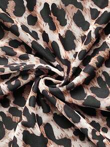 Soleia 女士时尚豹纹沙滩裙，配有侧抽绳和褶皱，撞色黑色迷你裙 - 彩色 - 查看 6