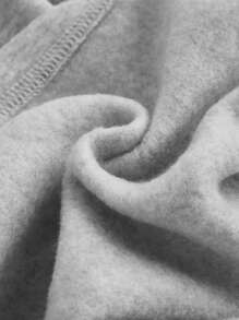 SHEIN MOD Quần ống đứng thời trang nữ màu sắc đơn giản, quần nỉ cạp trễ màu xám, quần ren, quần mùa đông cho nữ, quần legging lông cừu - Xám - Xem 4