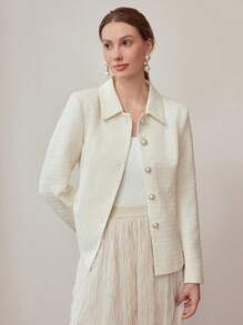 MOTF PREMIUM SINGLE BREASTED COLLAR COAT - White - View 8