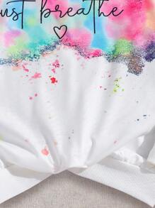 Tween Girl Tie-Dye Letter Print Hooded Sweatshirt, Spring/Autumn - White - View 5