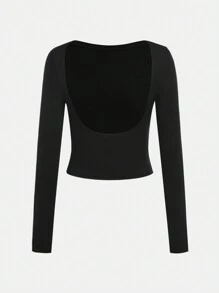 SHEIN 少女女孩买一送一 2 件/套豹纹黑色针织长袖 T 恤 - 彩色 - 查看 3