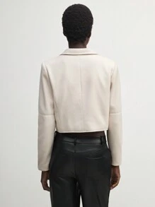 BizChic Chaqueta de lana de unicolor, elegante y versátil para el ir y venir, ropa de invierno para mujer - Albaricoque - Ver 4