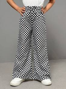 SHEIN Explorewe Young Girl Mommy And Me Matching 2pcs Sold Separately Leopard Print Lightweight Silky Smooth Woven Pants,Brown Polka,Autumn,Back-To-School Streetwear - Multicolor - View 5