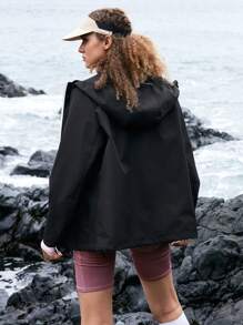 In My Nature Women Black Outdoor Commuting, Camping, Hiking Water Resistant Hoodie Windbreaker Jacket