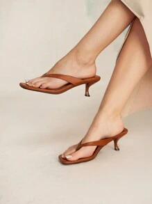 MOTF PREMIUM LADIES' SIMPLE AND VERSATILE THONG HIGH-HEELED SANDALS FOR SUMMER HALLOWEEN CHRISTMAS FALL - Brown - View 7