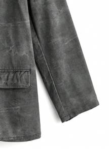 NEON BLANC 男士街头风格水洗棉质宽松西装外套，配有宽松垫肩和印花设计，适合秋冬季