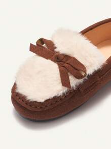 Zapatos planos cómodos de felpa a la moda, a prueba de todo y todo para bebés y niñas pequeñas, otoño e invierno - Marrón - Ver 6