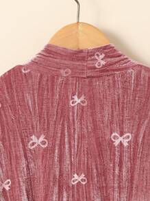 SHEIN Bata larga de terciopelo burdeos elegante para mujer, ropa de dormir cómoda, otoño e invierno - Burdeos - Ver 6