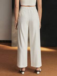 Pantalones de traje de rayas casuales para mujer, verano - Blanco - Ver 6