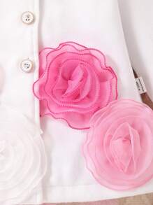 SHEIN 1pc Baby Girls Warm & Elegant Knitted Flower Decor Jacket, Fall/Winter - Multicolor - View 5