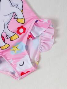 1 bộ đồ bơi liền thân in hình ngựa hoạt hình cho bé gái - Màu Hồng baby - Xem 7