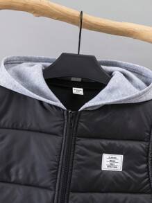 SHEIN 3Pcs/Set Kids Tween Boy Casual Streetwear Letter Graphic Print Crew Neck Loose Knit Sweatshirt + Knit Pants + Quilted Padded Vest/Coat/Parka, Suitable For School, Garden, Beach, Birthday, All Season - Multicolor - View 6