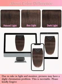 7Pcs Straight Clip In Hair Extensions Real Human Hair 14-20" Double Weft Hair Extensions Clip Ins Hair Extensions - S3 - View 8