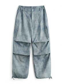 Manfinity VCAY Men's Printed Fabric Casual Long Cargo Pants, Suitable For Daily Wear