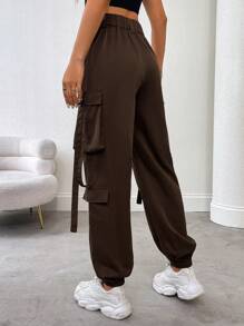 Chiquease Quần Jogger Màu Trơn Thường Ngày - Cà phê nâu - Xem 2