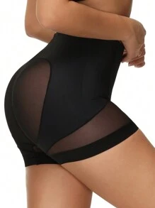 SHAPORA Shorts moldeadores de mujer elegantes y sexy de malla transpirable con contraste - Negro - Ver 2