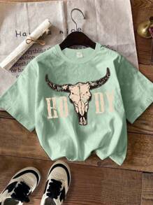 TaviRue 年轻男孩休闲简约圆领T恤，适合夏季 - 綠色 - 查看 2