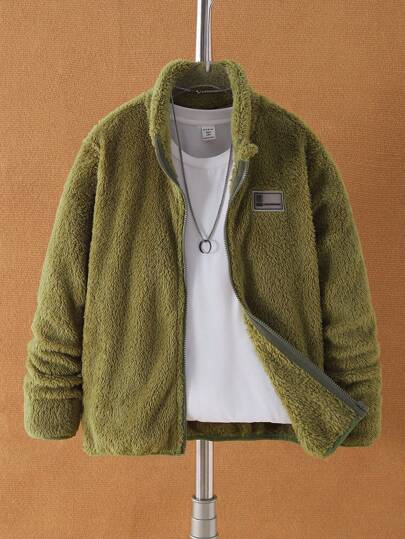 SHEIN 青少年男孩休闲蓬松领夹克、家居服