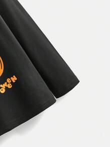 2 件套小女孩熊和南瓜图案长袖上衣和全身印花紧身裤万圣节服装