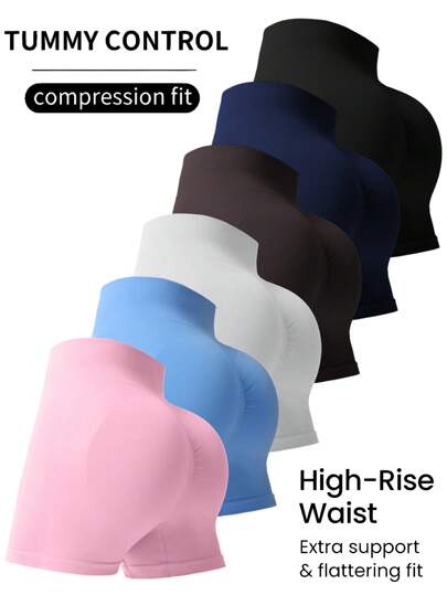 Easithlete 6pcs Seamless Sports Shorts Six Color SetWomen Sweat Short, Gym Short, Biker Short