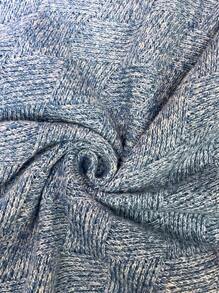 SHEIN Clasi Áo chui đầu Casuar mùa đông cỡ lớn, thích hợp cho các chuyến đi chơi, mua sắm, tụ tập, ăn trưa, hẹn hò và ngày lễ. Áo len cổ chữ V hở vai gợi cảm thiết kế khoét sâu nhiều màu bằng sợi móc - Màu xanh bụi bặm - Xem 3