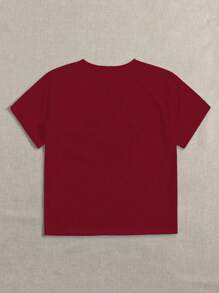 INAWLY Áo thun in hoa và sách mùa hè cỡ lớn dành cho nữ, phù hợp cho ngày Nhà giáo - Màu Đỏ Sâu - Xem 2